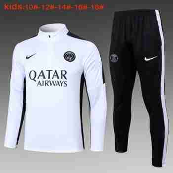Sweat Entrainement Ensemble Enfant Paris Saint Germain 2024 2025 Blanc