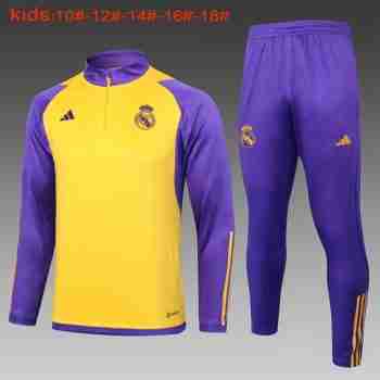 Sweat Entrainement Ensemble Enfant Real Madrid 2024 2025 Jaune Purpura