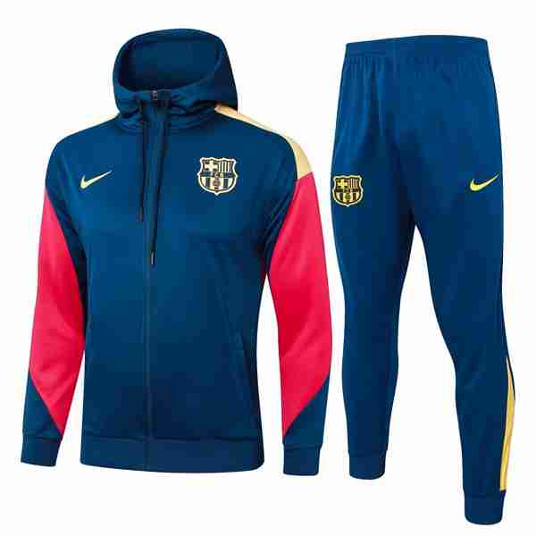 Chandal Con Capucha Barcelona 2024-2025 Azul 5 Survetement A Capuche Barcelone 2024 2025 Azul