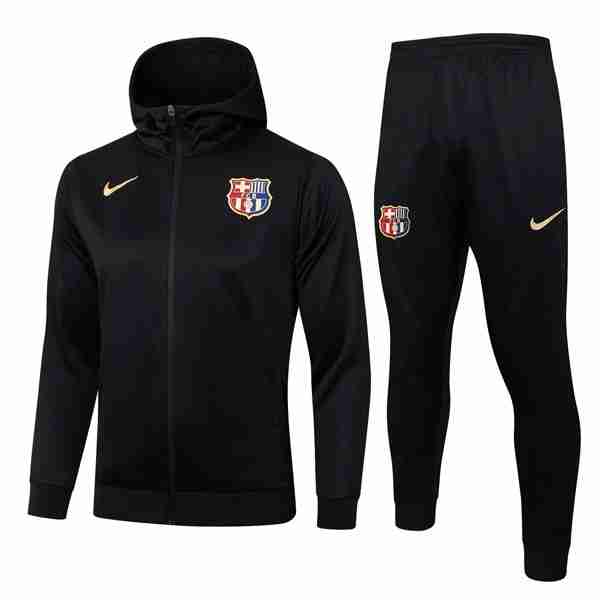 Chandal Con Capucha Barcelona 2024-2025 Negro 3 Survetement A Capuche Barcelone 2024 2025 Negro