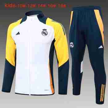 Survetement Ensemble Enfant Real Madrid 2024 2025 Blanco Amarillo