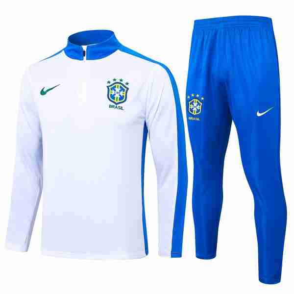 Sudadera De Training Brasil 2024-2025 Blanco Azul 3 Sweat Entrainement Bresil 2024 2025 Blanco Azul