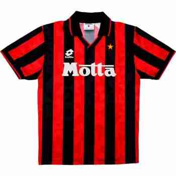 Thailande Maillot 1rd AC Milan Retro 1993 1994 Noir Rouge